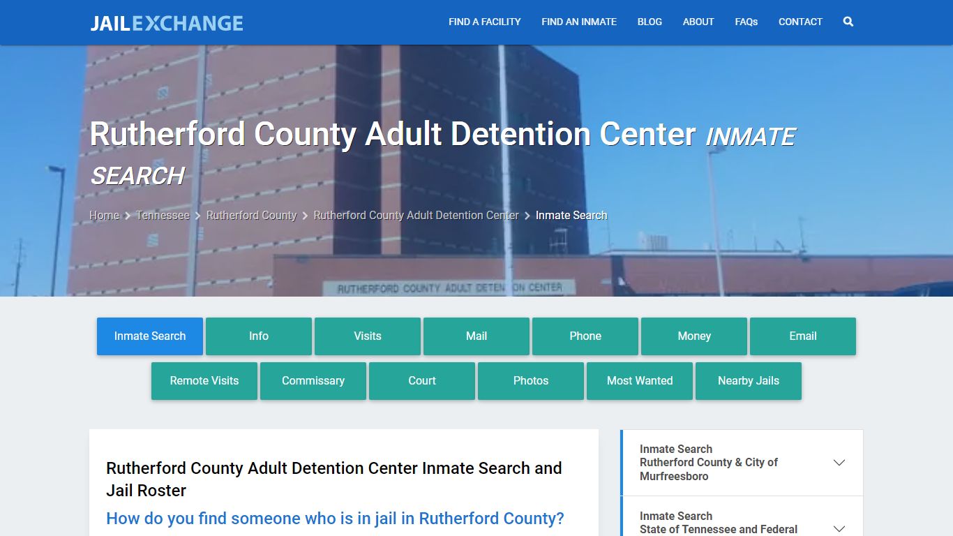 Rutherford County Adult Detention Center Inmate Search - Jail Exchange