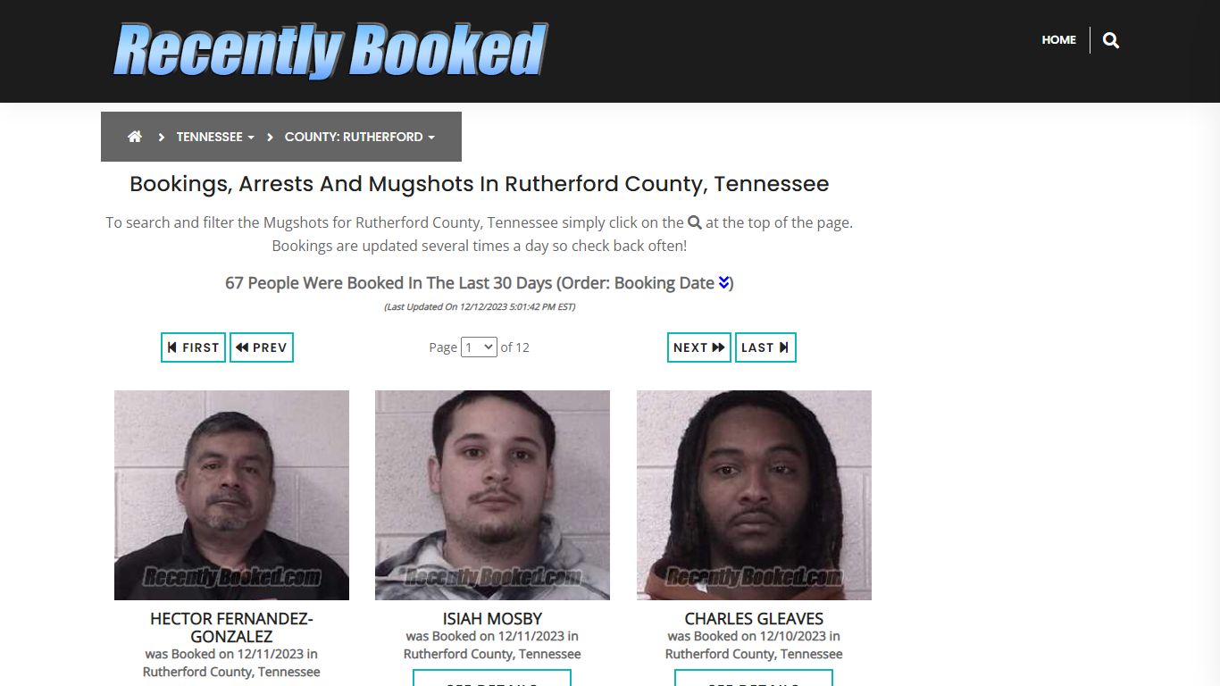 Bookings, Arrests and Mugshots in Rutherford County, Tennessee
